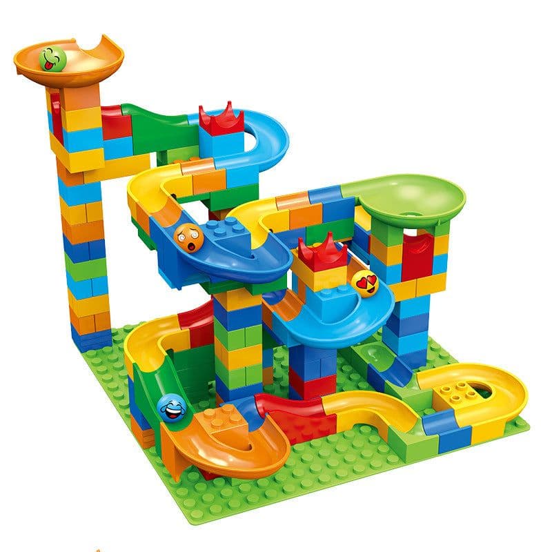 image-Large Particle Building Blocks Track Toy - DIY Ball Run 88pcs