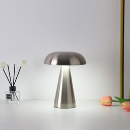 image-Rechargeable Glass Mushroom Night Light - Rose Gold 8"