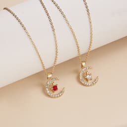 image-Birthstone Necklace - December Turquoise Star Moon