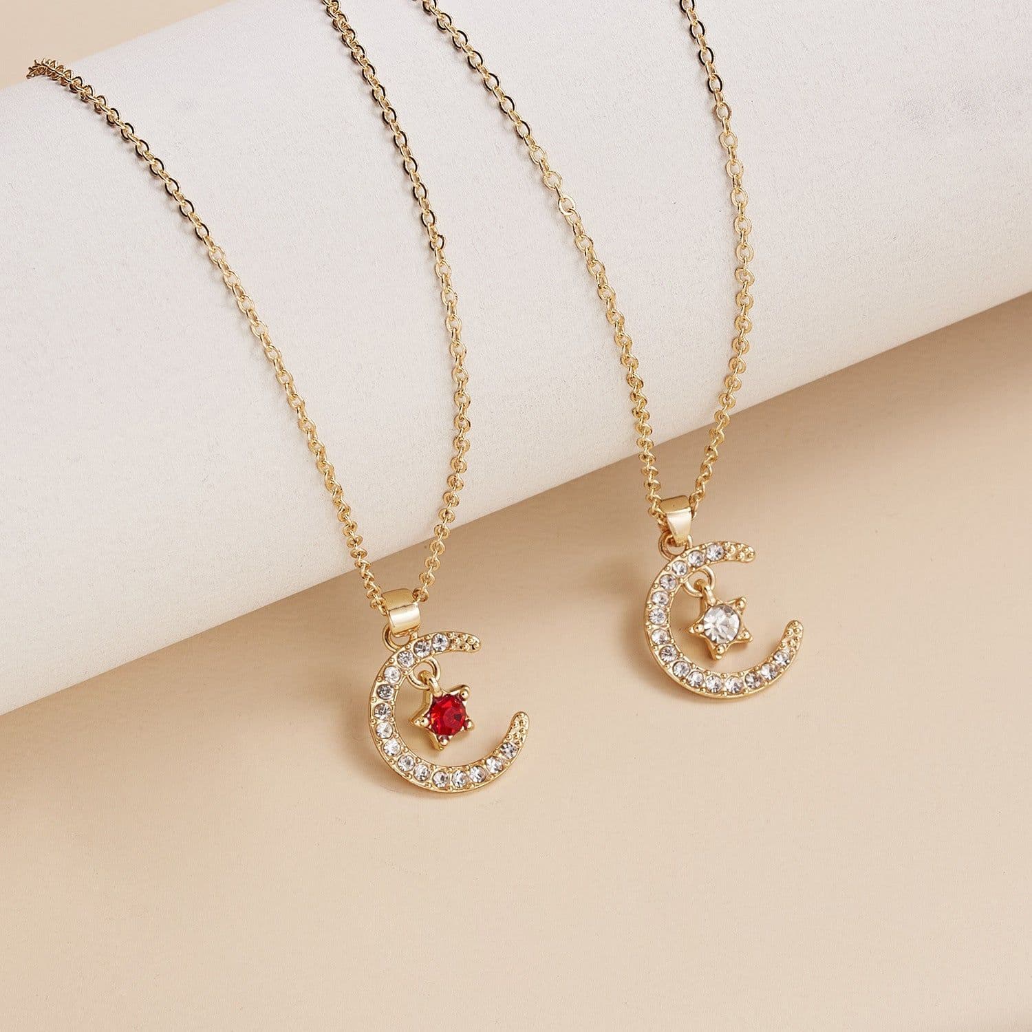 image-Birthstone Necklace - December Turquoise Star Moon