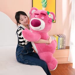 image-Strawberry Bear Plush Toy Pink Soft Doll