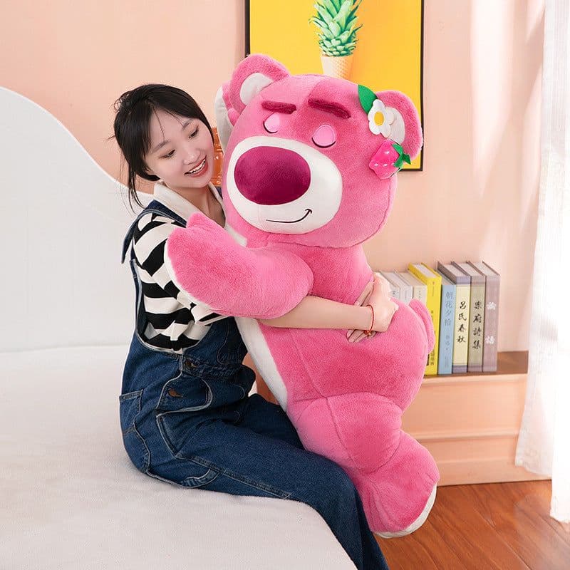 image-Strawberry Bear Plush Toy Pink Soft Doll