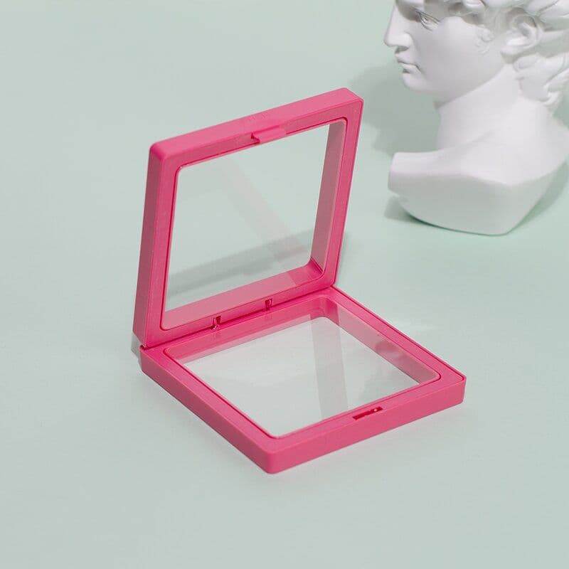 image-Jewelry Ring Storage Box - Orange Cardboard 11x11cm