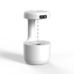 image-Creative water drop backflow anti-gravity humidifier bedroom office desktop LED time display smart home
