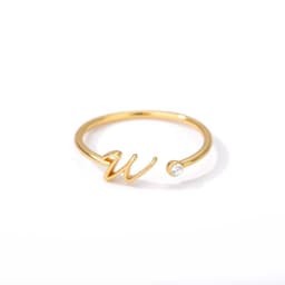 image-Cross-border simple letter ring English letter ring women's opening adjustable ring name ring spot