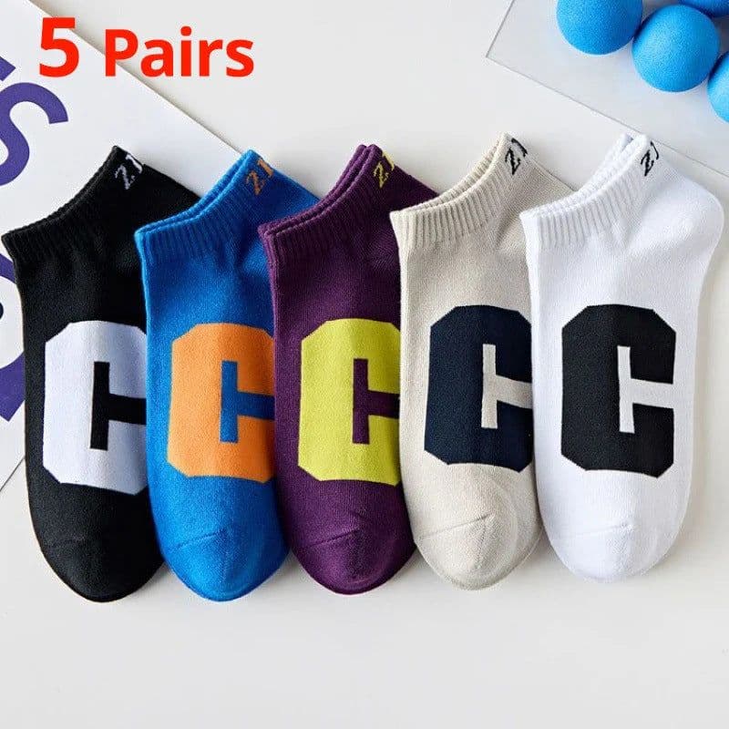 image-Men's Ankle Socks - Breathable Cotton Sports Socks