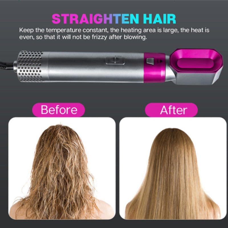 image-5-in-1 Hot Air Styling Comb Brush - Black