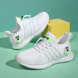 image-Boys' 2023 Mesh Running Shoes - White, Size 38, Lightweight
