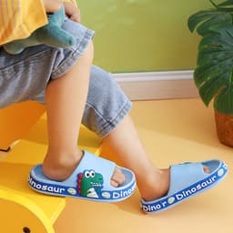 image-Children's Dinosaur Flip Flop Slippers - Non-slip PVC