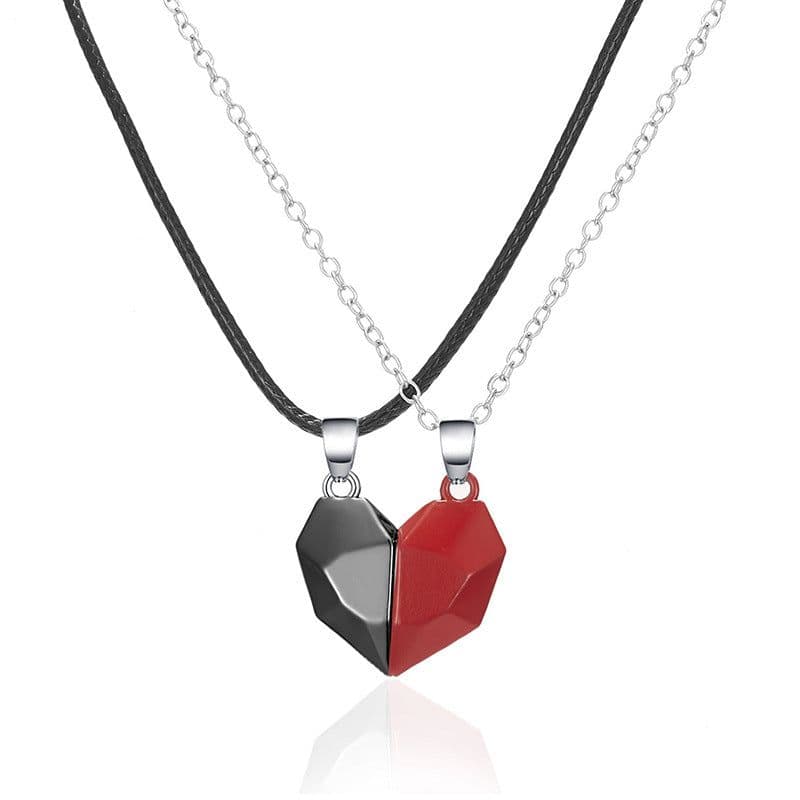 image-Longrui Love Magnet Couple Necklace - Black Heart