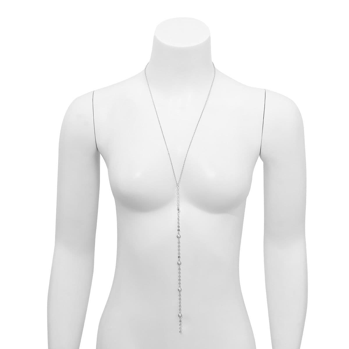 image-Y-Shaped Necklace - White Pearl Tassel Chain