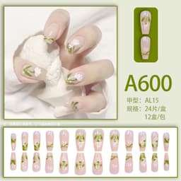 image-Winter fresh and simple pure lust style bride dance wear nails rainbow love rose fake nails wholesale