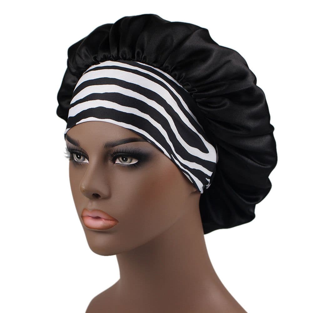 image-Amazon hot selling wide strip wide brim high elastic headband night cap ladies chemotherapy cap hair care cap