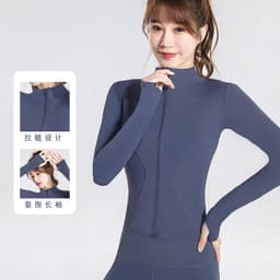image-Women's Spring/Autumn Running Jacket, Quick-Drying Yoga Top, XXXL