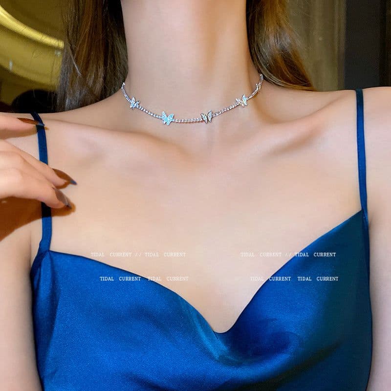 image-Butterfly Choker Necklace - Clavicle Chain
