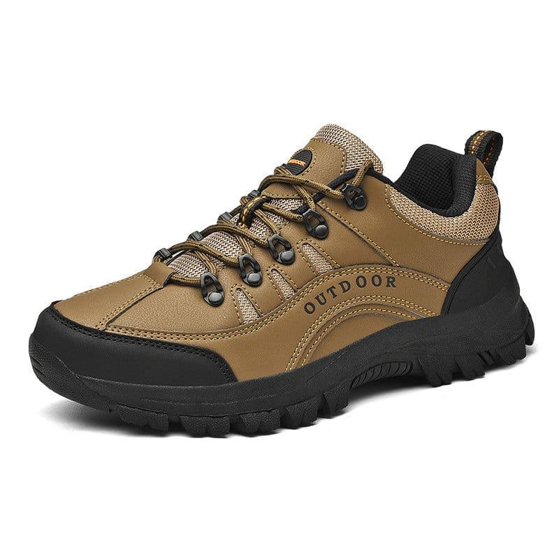 image-New large size hiking shoes men's thick-soled outdoor sports shoes leather low-cut hiking shoes cross-country boots casual shoes