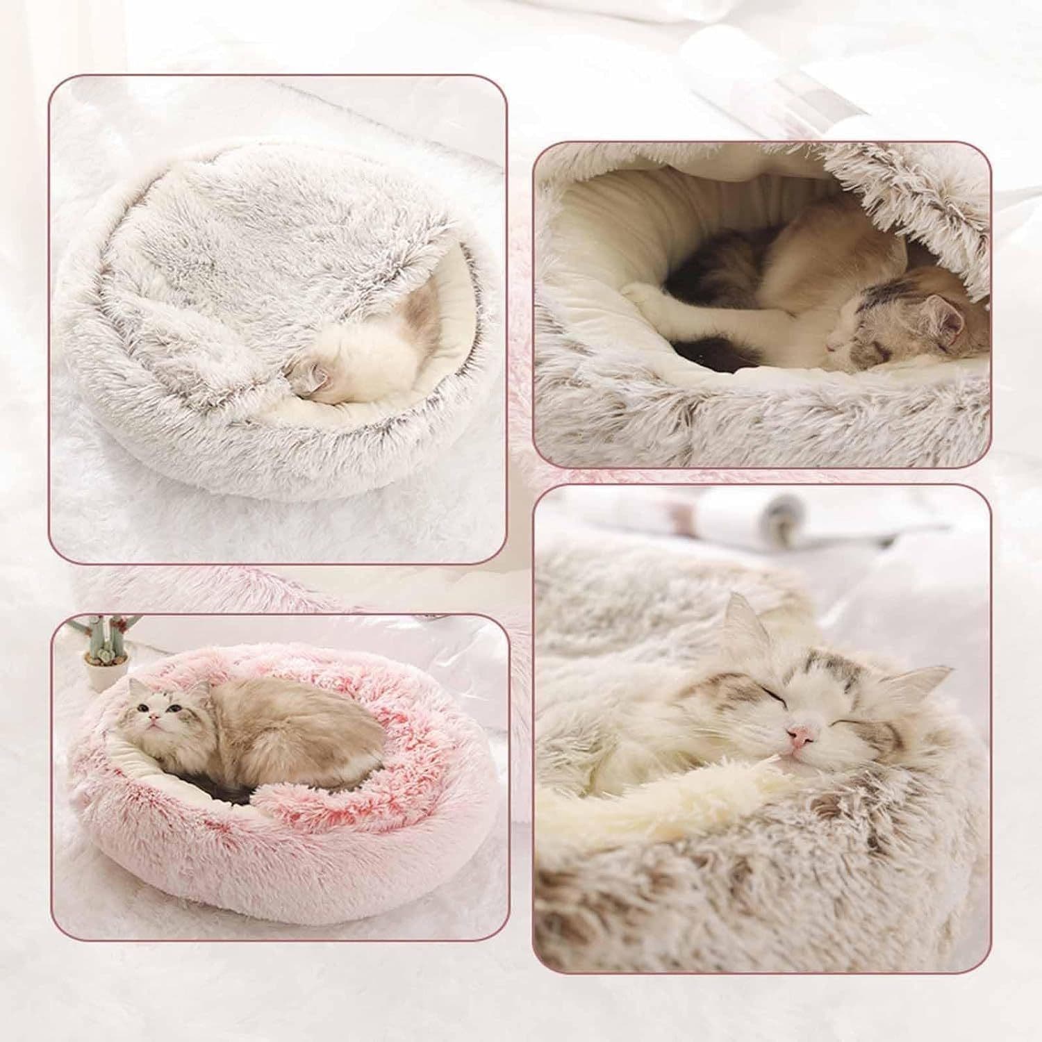 image-Crystal Velvet Cat Nest 65x65cm - Green Plush