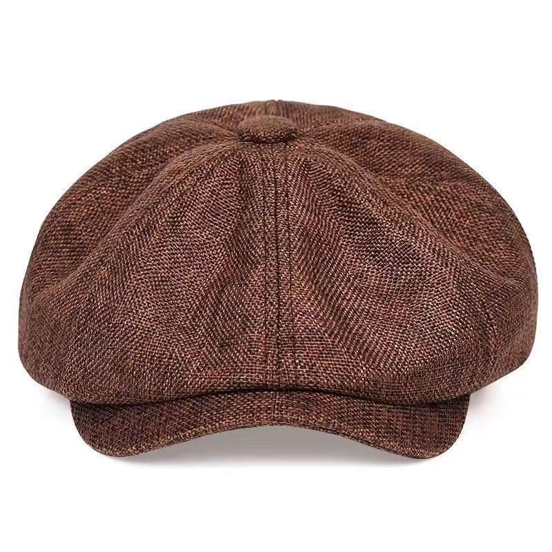 image-Men's Retro Beret - Dark Gray Cotton Linen L