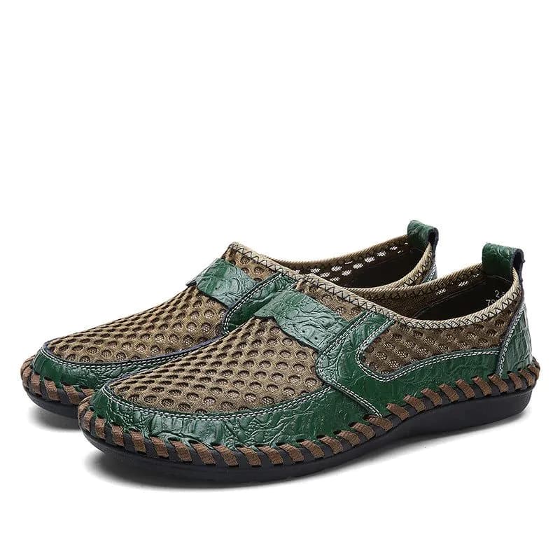 image-Men's Mesh Shoes Size 50 Brown Summer Slip-On