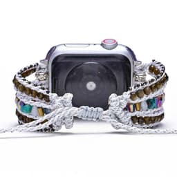 image-Foreign trade e-commerce new obsidian natural stone woven apple watch strap bohemian style apple watch strap wholesale