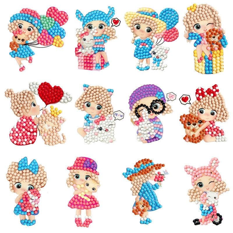 image-Douyin Rabbit Year Puzzle Sticker - DIY Crystal Diamond Fridge Decal - Cartoon Style