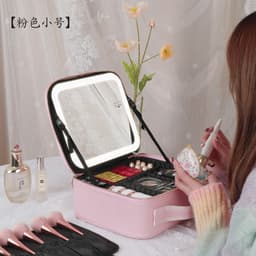 image-NICELAND Cosmetic Bag - Black LED Mirror Portable