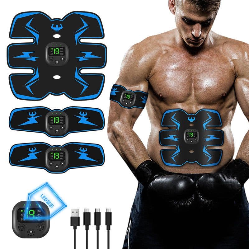 image-Anmer EMS Abdominal Muscle Trainer Belt - Blue, Foldable