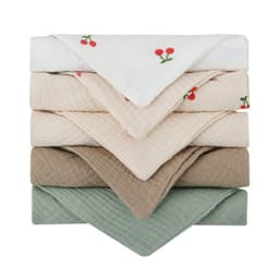 image-Baby Muslin Cotton Handkerchiefs 5pcs - Face Wipes Bibs