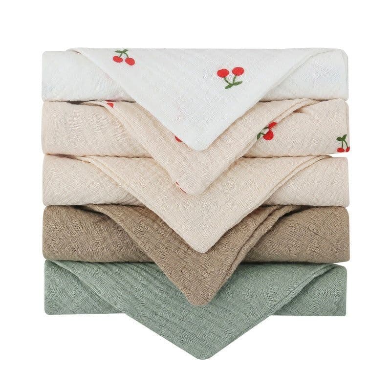 image-Baby Muslin Cotton Handkerchiefs 5pcs - Face Wipes Bibs