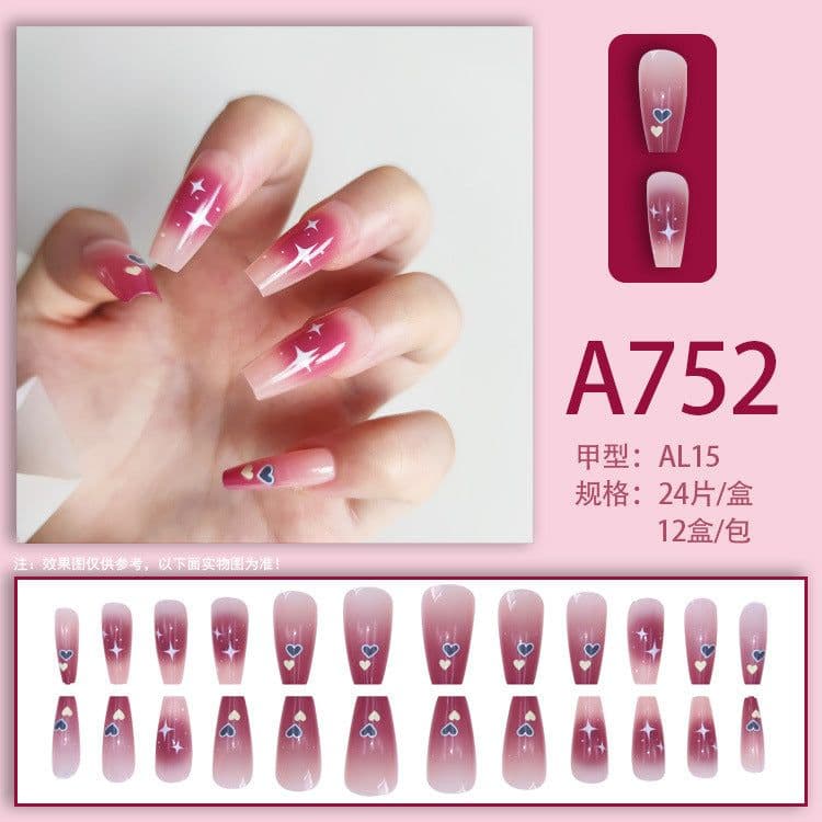 image-Fresh French flowers, cute ins wind, ice and transparent stars, long style, short style, white, high-end manicure and wearable nails