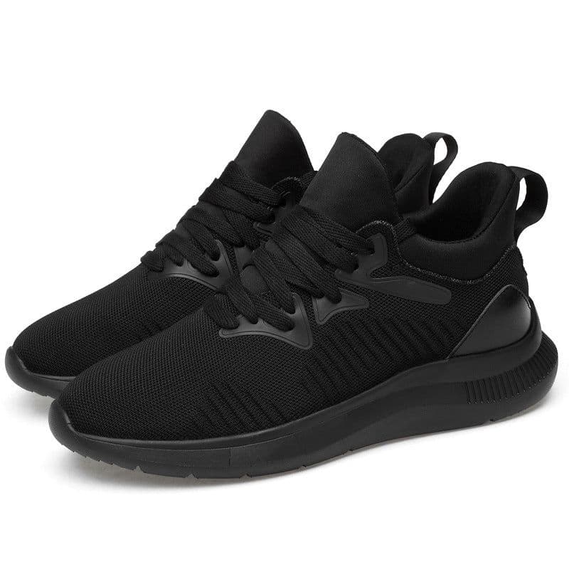 image-Men's Running Shoes - Black Low-top Mesh Breathable
