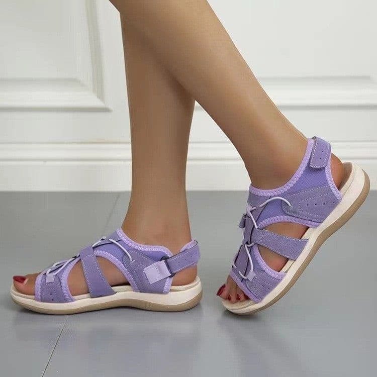 image-Roman Sandals Women Velcro Round Toe Pink Size 43