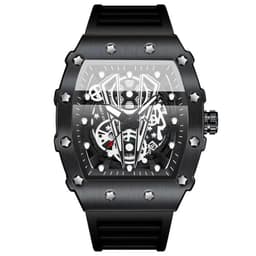 image-Binbang Quartz Men's Silicone Luminous Sports Watch 42mm Waterproof Red