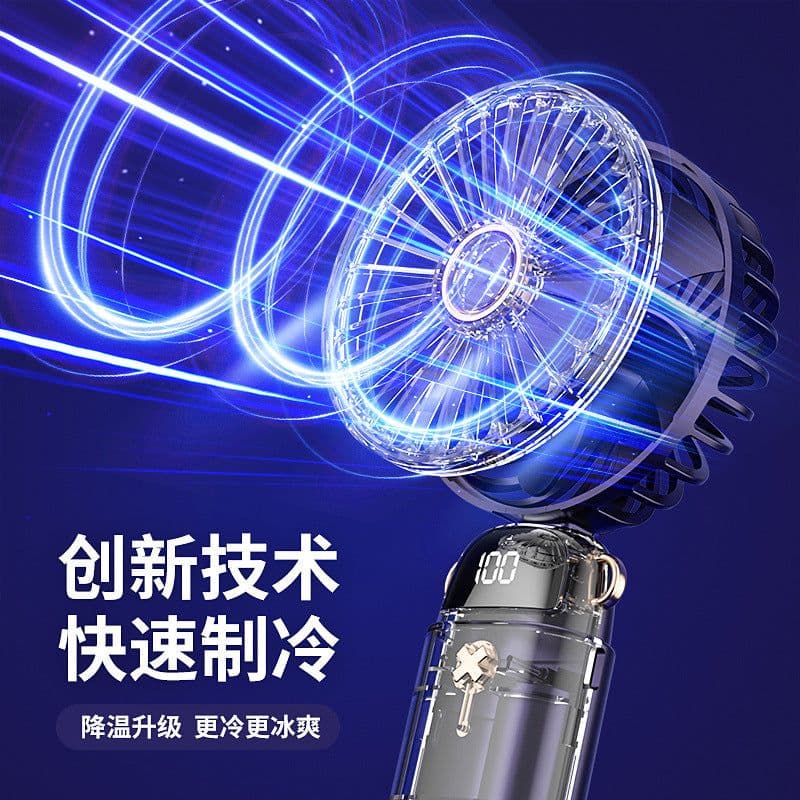image-Portable Neck Fan USB Rechargeable Handheld Foldable
