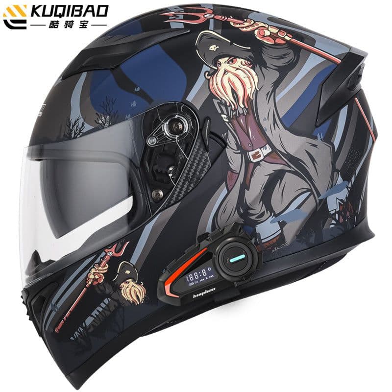 image-Coolqibao Motorcycle Full-Face Helmet Bluetooth XXL Gray