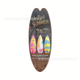 image-Wooden Surfboard Beach Theme Sign - Retro Decor for Bar or Wall