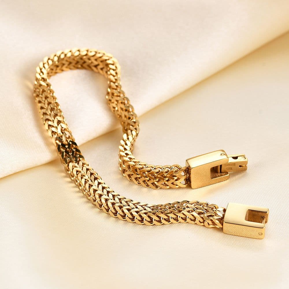 image-Trendy Hip-Hop RapHap Steel Snake Chain Bracelet - Titanium Steel