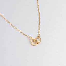 image-Xinghe cross-border hot-selling light luxury mirror stainless steel necklace heart-to-heart titanium steel double-ring pendant clavicle chain