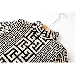 image-Women's Wool Blend Turtleneck Sweater - Black Pattern