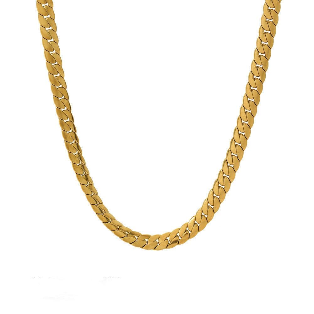 image-Titanium Steel Cuban Chain Necklace - X721 Gold Hip-Hop Style