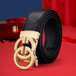 image-Men's Genuine Leather Belt - Cowhide 125cm Black