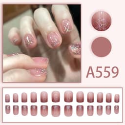 image-Summer fresh, sweet and cool style manicure, wearable nail pieces, French line blending, removable fake nail pieces, finished products wholesale