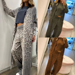 image-Leopard Print Two-Piece Set - Spring 2024, Women's, Green/Brown, S-XXL