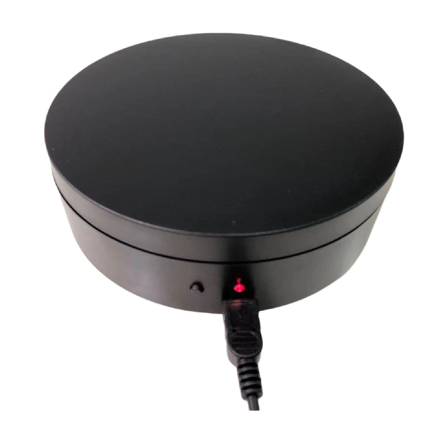 image-XiXi 12cm Electric Turntable Jewelry Display Stand - White ABS Material