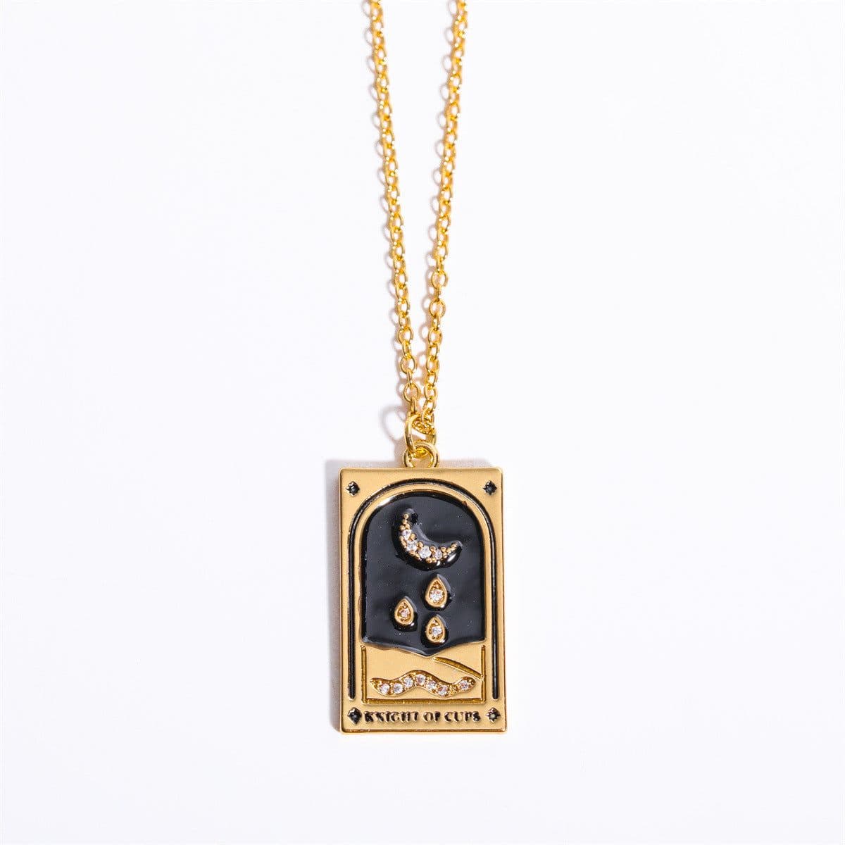image-Electroplated real gold retro Tarot brand TAROT with drill dripping oil square brand necklace female ins high Zan Zan hot style