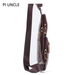 image-Uncle Pi Leather Chest Bag - Black Half Moon