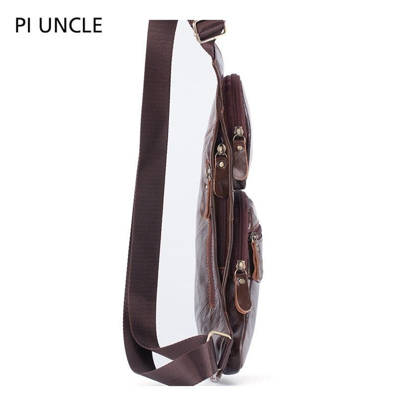 image-Uncle Pi Leather Chest Bag - Black Half Moon