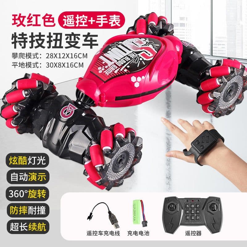 image-Cross-border new mini twisting light music off-road high-speed double-sided stunt remote control car children's toys wholesale