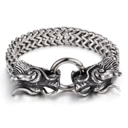 image-European and American Trend Jewelry Wholesale Men's Multilayer Bracelet Domineering Double Dragon Men's Bracelet Faucet Buckle