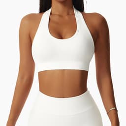 image-Sexy halterneck European and American yoga bra cross-border running sports bra push-up outer wear beautiful back fitness top for women